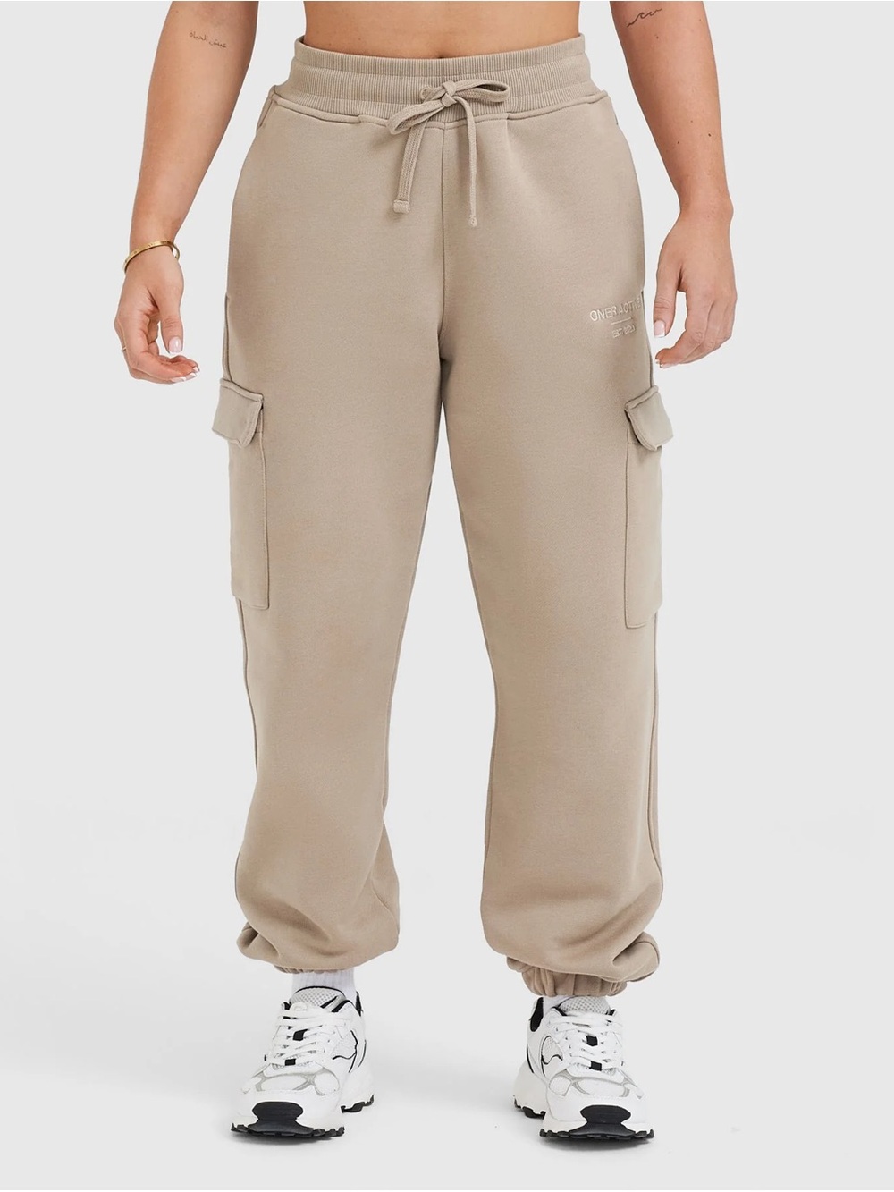 Oner Cargo Sweatpants in Beige - Drawstring Waist